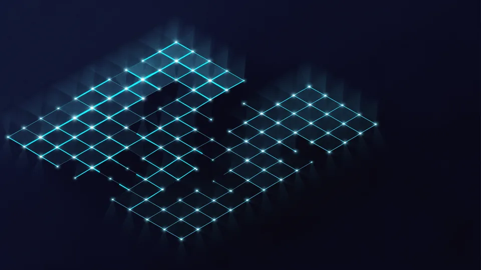 Two grid surfaces side by side; the left one scattered and crowded, the right one ordered and sparse